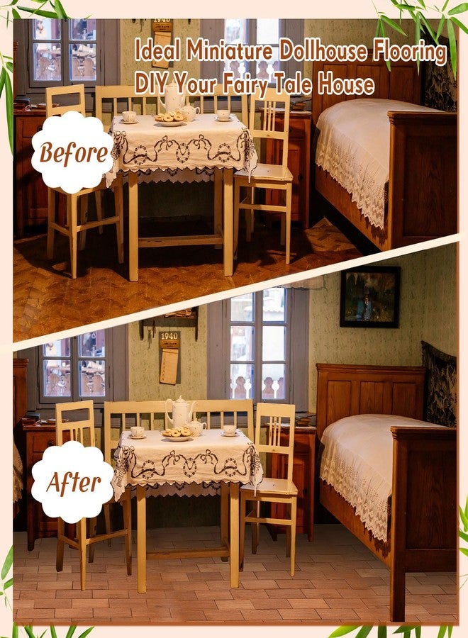 Burbell 400 Pcs Miniature Dollhouse Flooring 1: 12 Scale Mini Wooden Dollhouse Floor Boards Geometric Bamboo Furniture for Model Accessories - Image 5
